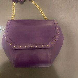 Purple Leather Studded Women's Bag